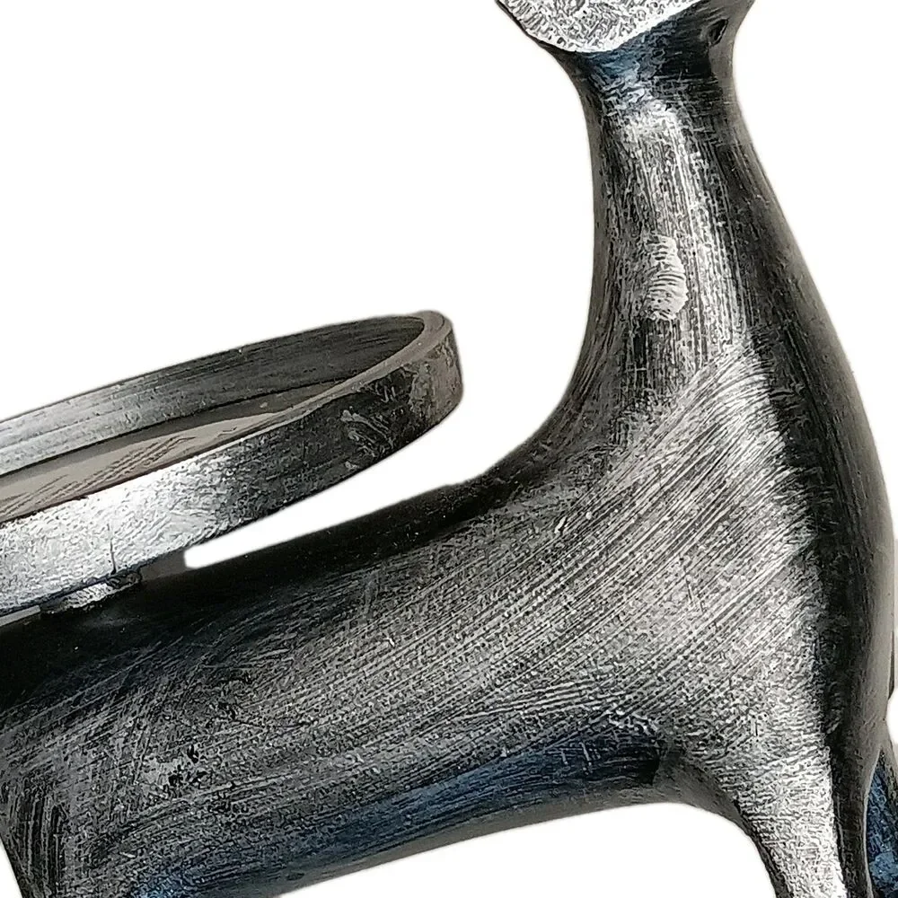 2 Silver Metal Deer Pillar Candle Holders By Pier 1 Reindeer Christmas Holiday
